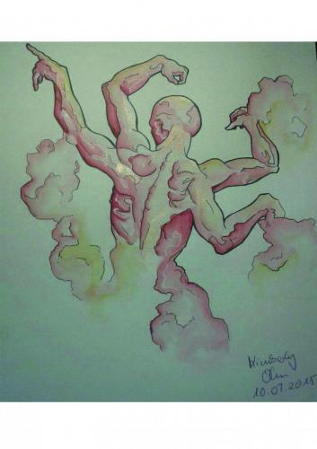 Aquarellmann-vierarmig